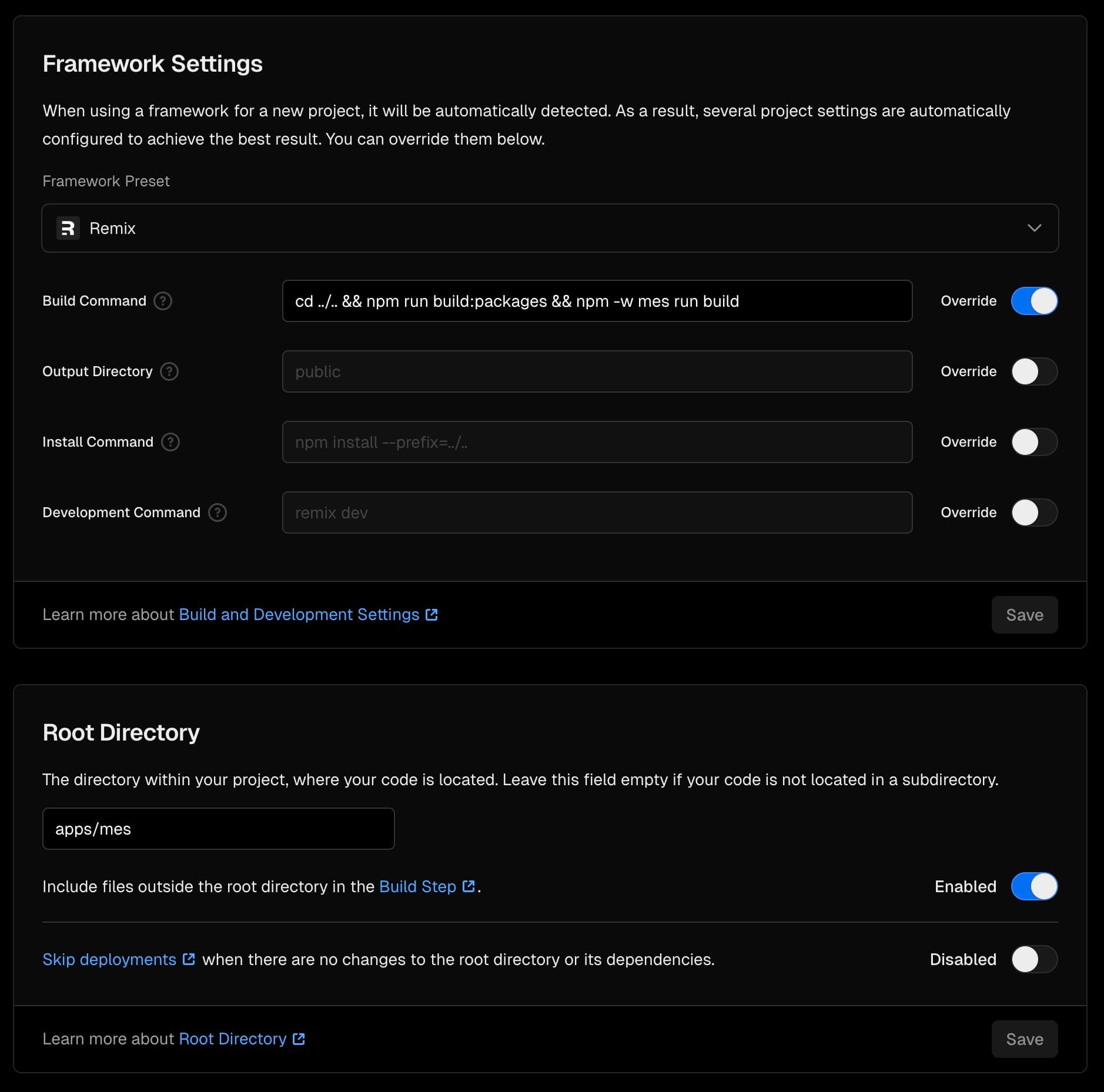 MES Vercel Configuration